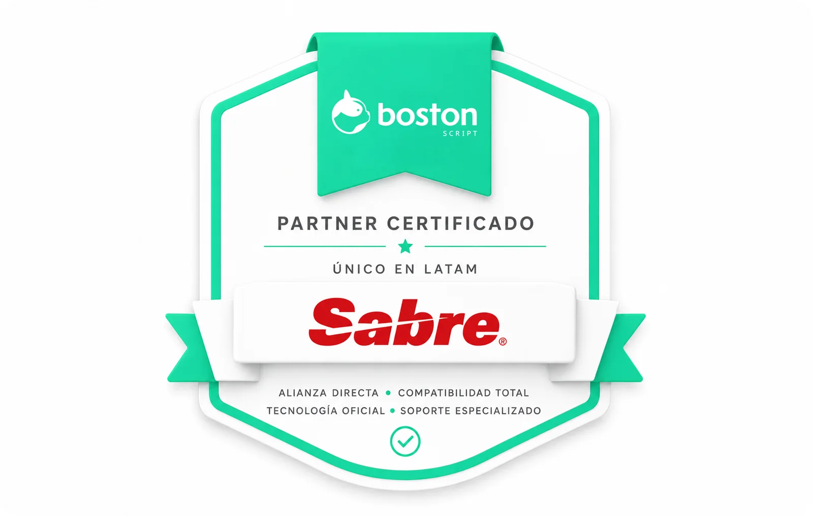Insignia de Boston Script como partner certificado de Sabre, único en LATAM.